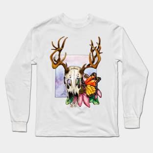 Deer Skull & Butterfly Long Sleeve T-Shirt